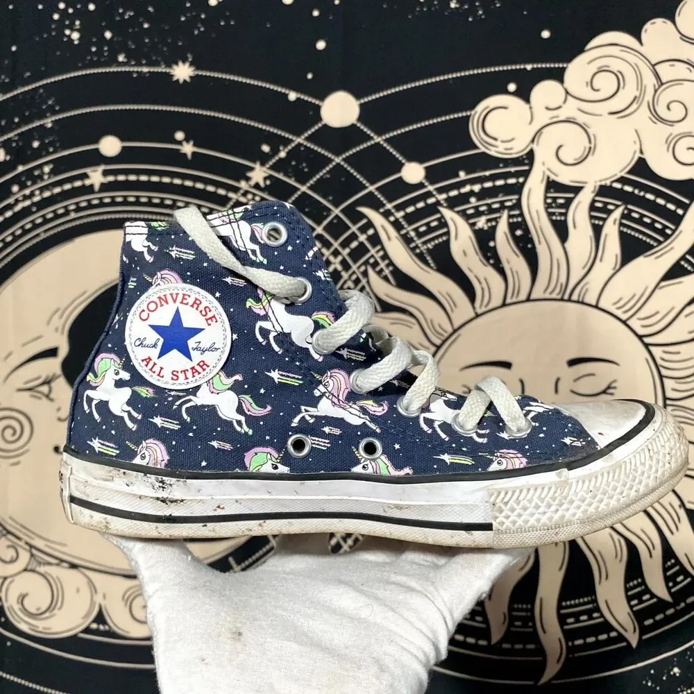 Converse Chuck Taylor All Star 669816F Athletic Sneaker Girls Blue Unicorn Print